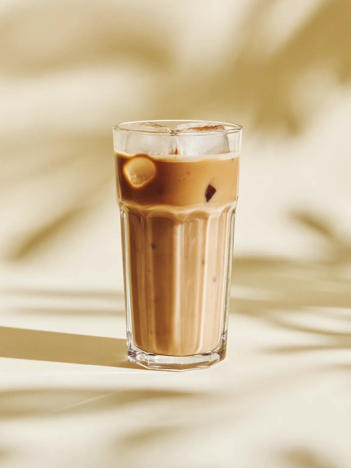 An iced coffee in a tall glass